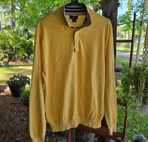 Brooks Brothers 346 Yellow Supima Cotton Button Collar Sweater